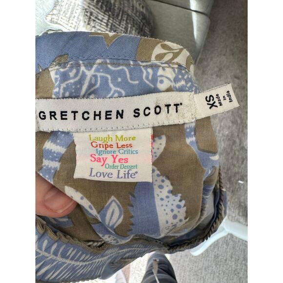 Gretchen Scott Blue Floral Midi Dress XS V-Neck Belted Waist - Picture 5 of 8